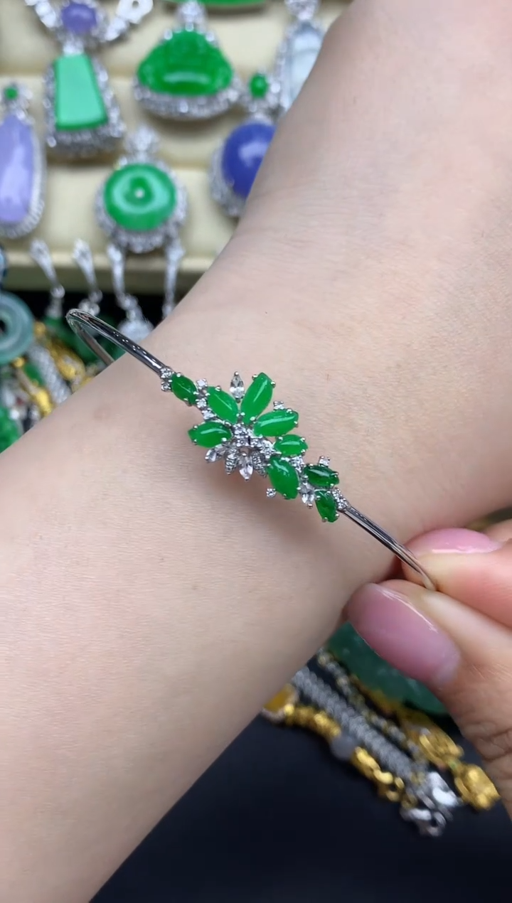 【闪购商品】翡翠手镯18K金镶嵌726-中国好珍宝