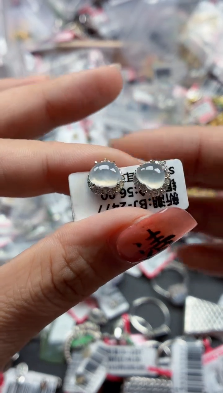 银S925镶嵌戒指翡翠天然A货缅甸翡翠