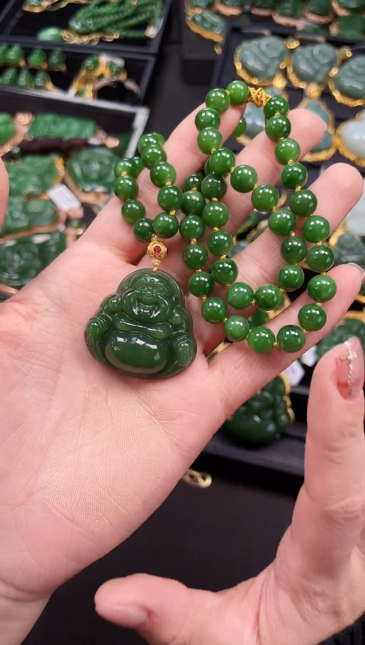 【闪购商品】和田玉套链18K金镶嵌35MM 多样性发一Z