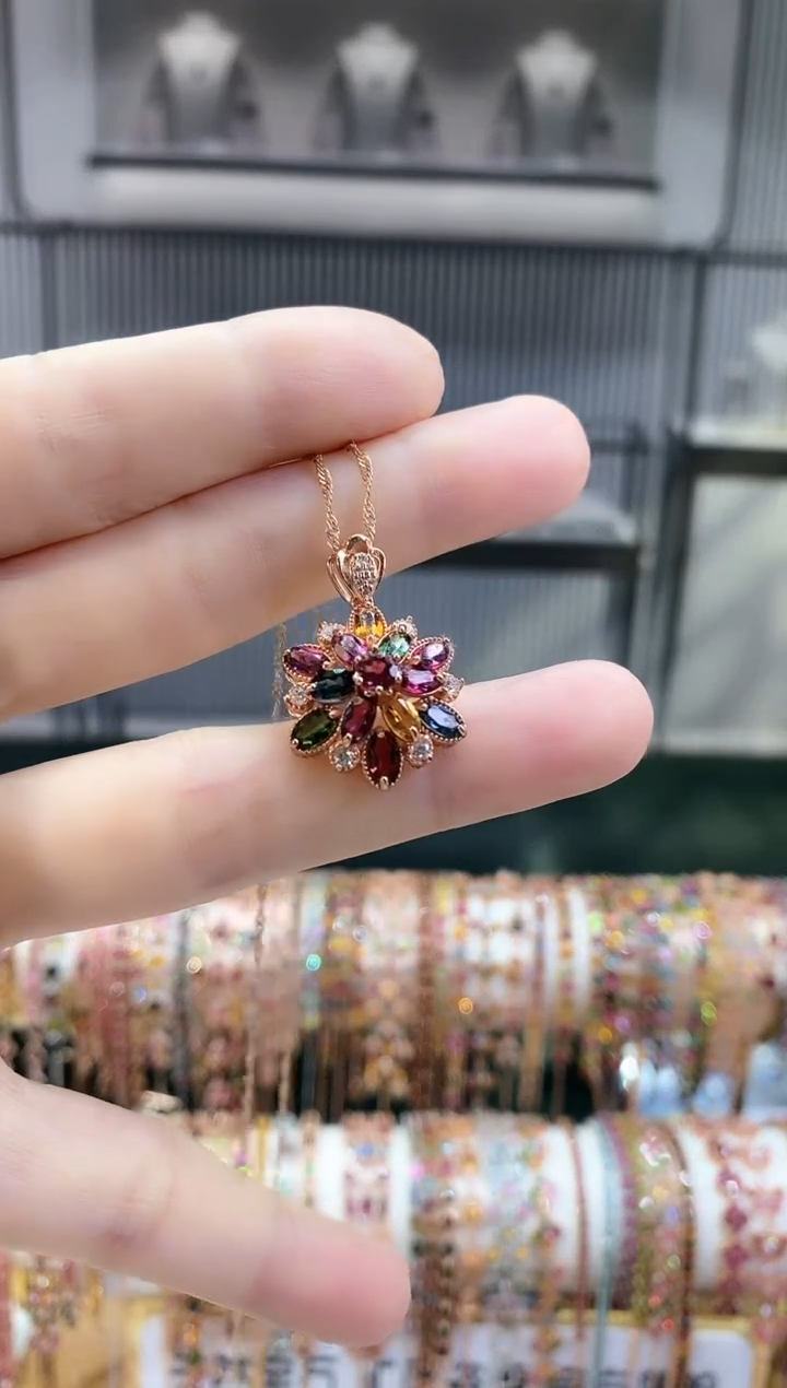 银S925镶嵌吊坠碧玺.4.354.5445.454.