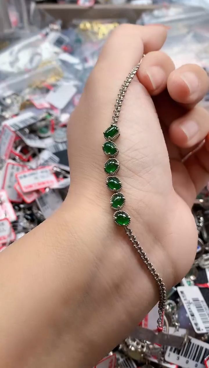 银S925镶嵌戒指翡翠天然A货缅甸翡翠