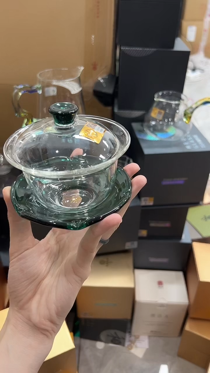 @@禾器禅语墨绿盖碗