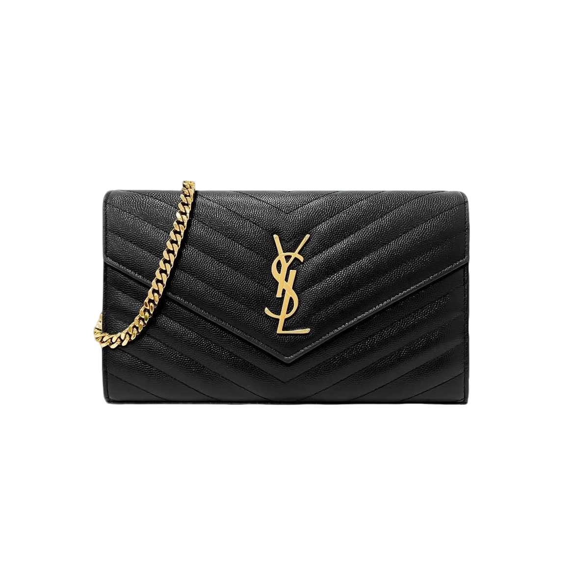 99新 YSL/圣罗兰 信封包黑金/黑银 小号/中号