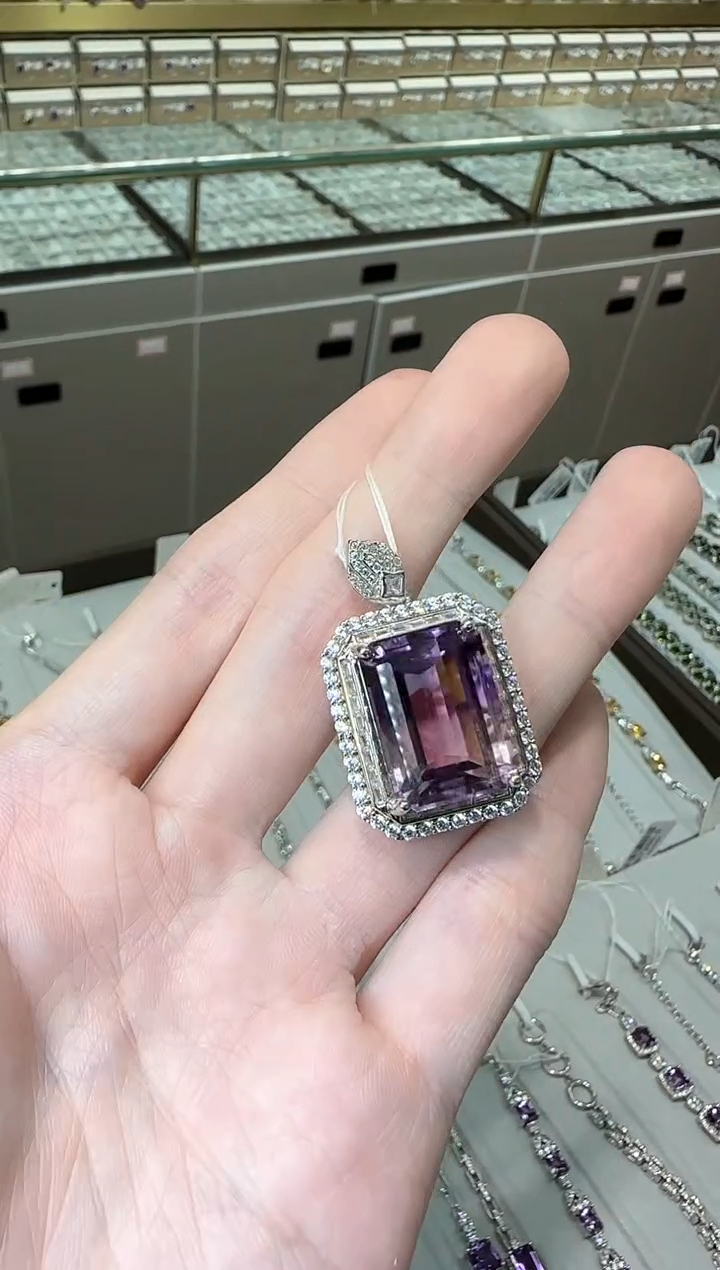 【闪购商品】银S925镶嵌颈饰水晶16*23mm紫黄晶