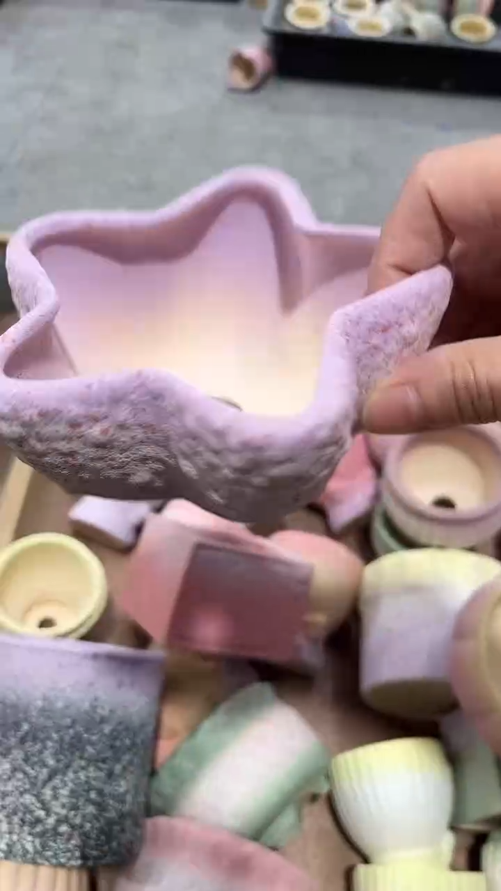 麦饭石粗陶多肉花盆9*5