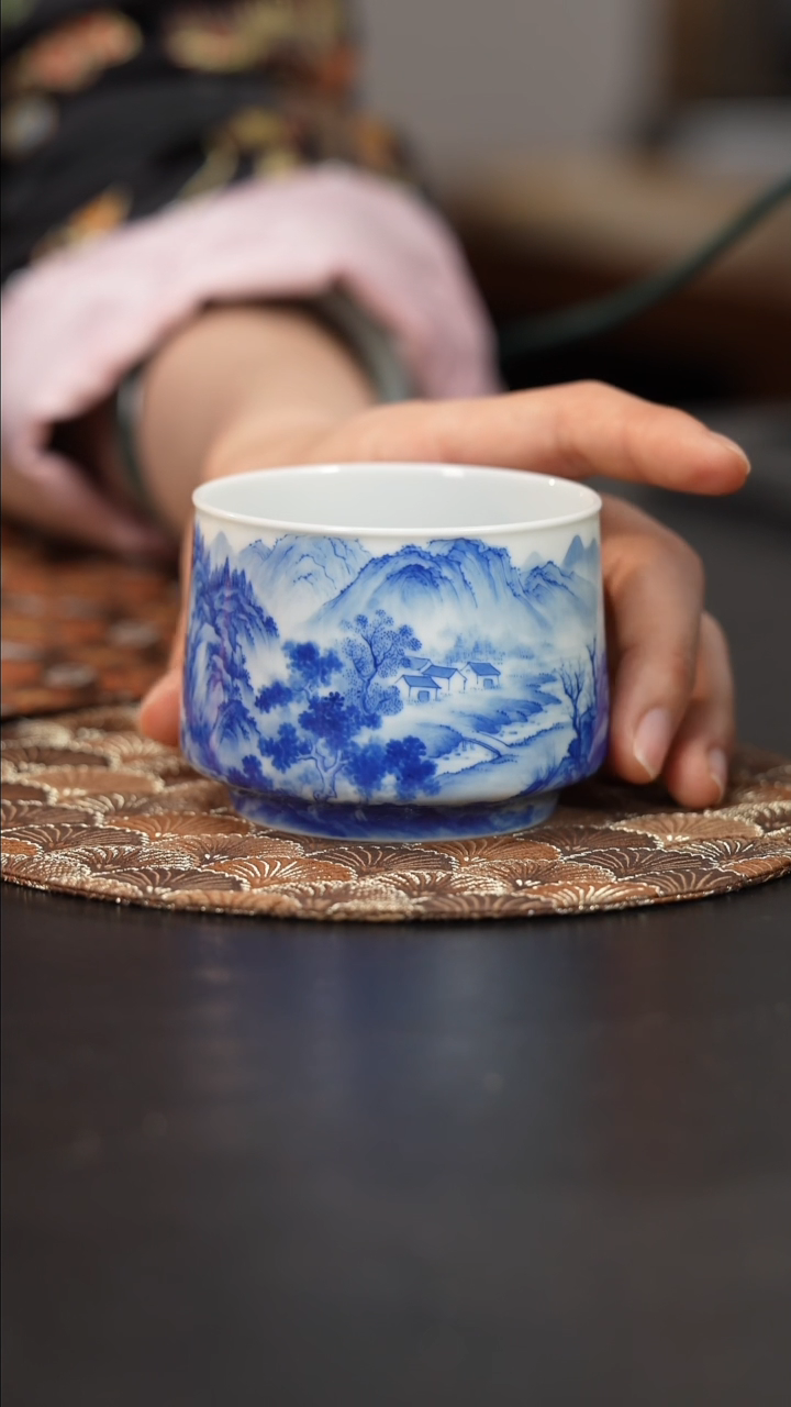 【闪购商品】瓷片看山柴窑青花山水