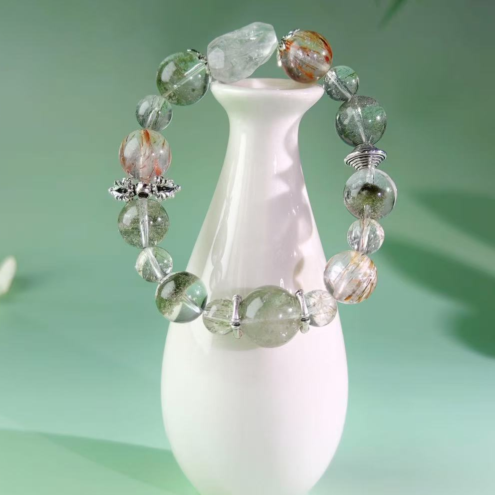 纯天然 绿幽灵+黑金超 手串 原创设计款多样性发一