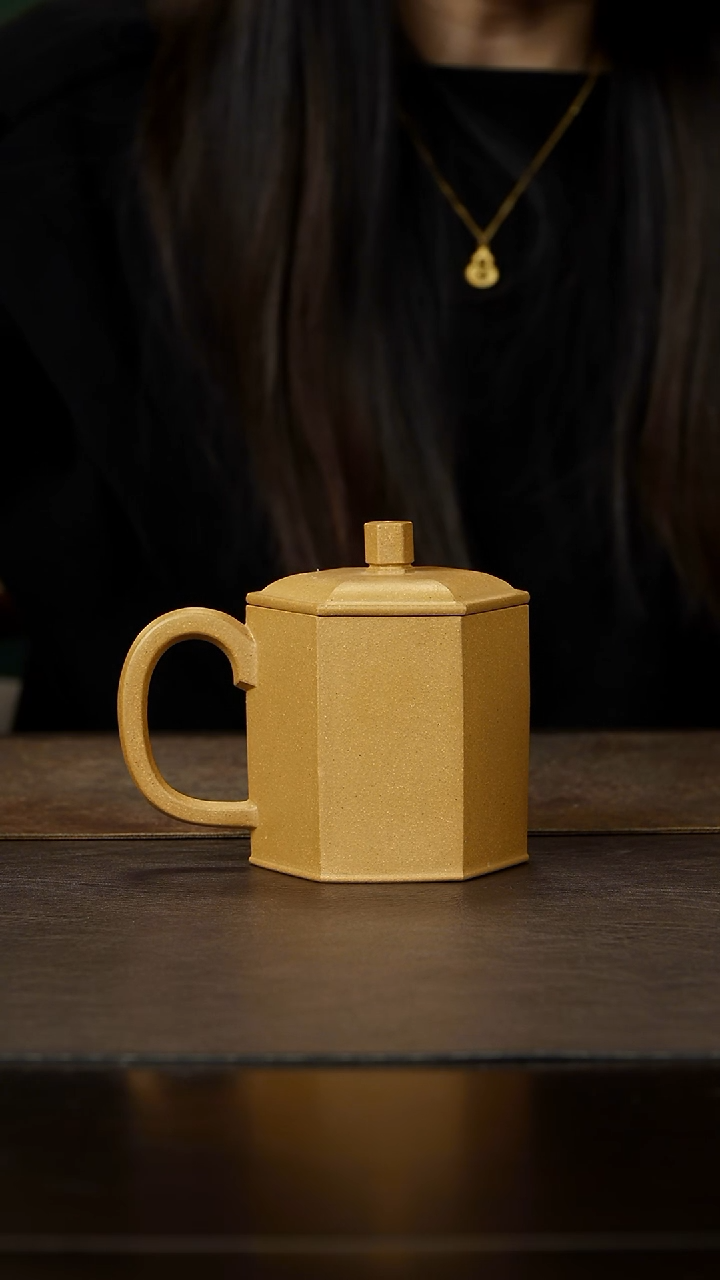 茶杯紫砂杯研所 全手工方器盖杯 段泥260cc