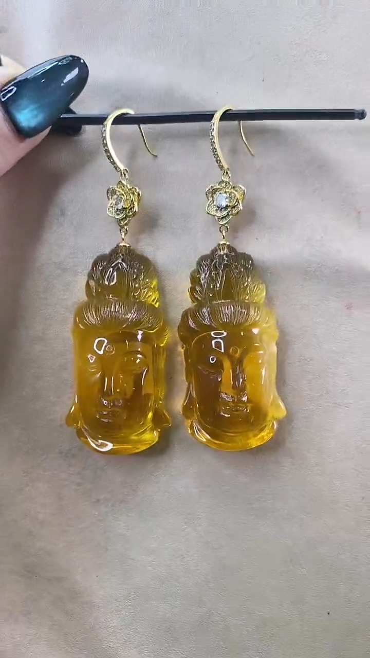 琥珀颈饰未镶嵌耳环