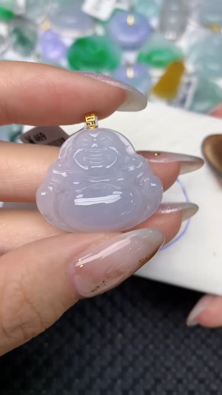 颈饰18K金镶嵌翡翠天然缅甸翡翠a货百元以上9元证书费自理