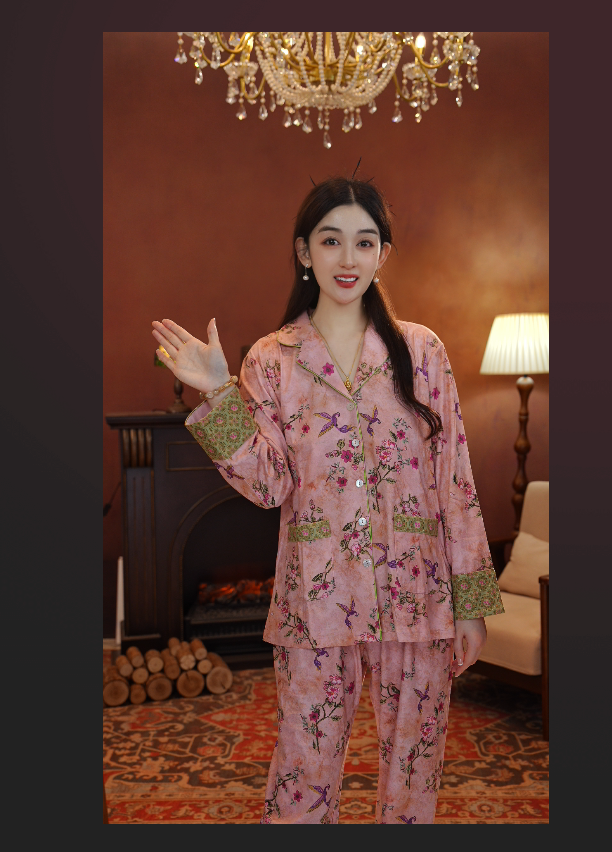 七七【飞凤拾花】HH2025冬款绒款厚款两件套可外穿家居服XHSY