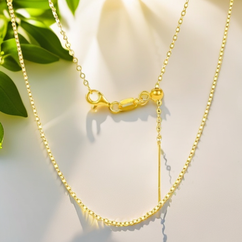 L-1081   足金5G精工O字抽拉针式项链