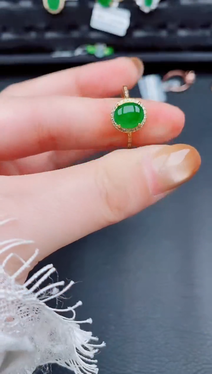 【闪购商品】翡翠戒指银S925镶嵌天然a货翡翠281