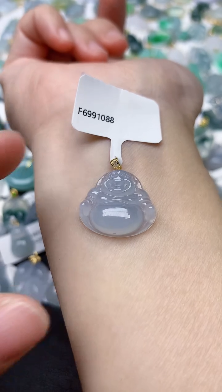 颈饰18K金镶嵌翡翠天然缅甸A货翡翠