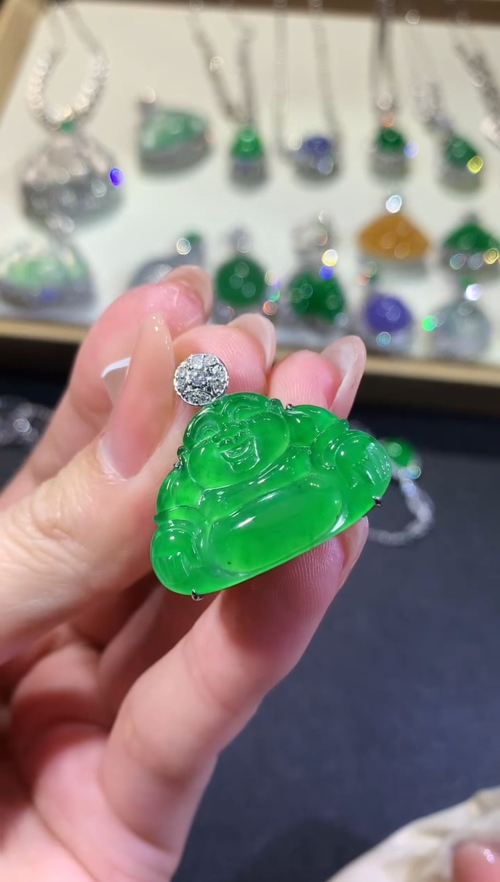 【闪购商品】翡翠吊坠(不含链)18K金镶嵌61-佛公