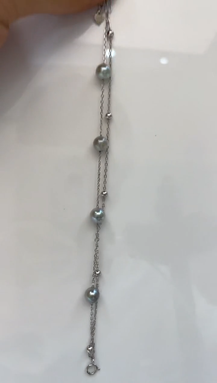 银S925镶嵌手绳海水珍珠6-7
