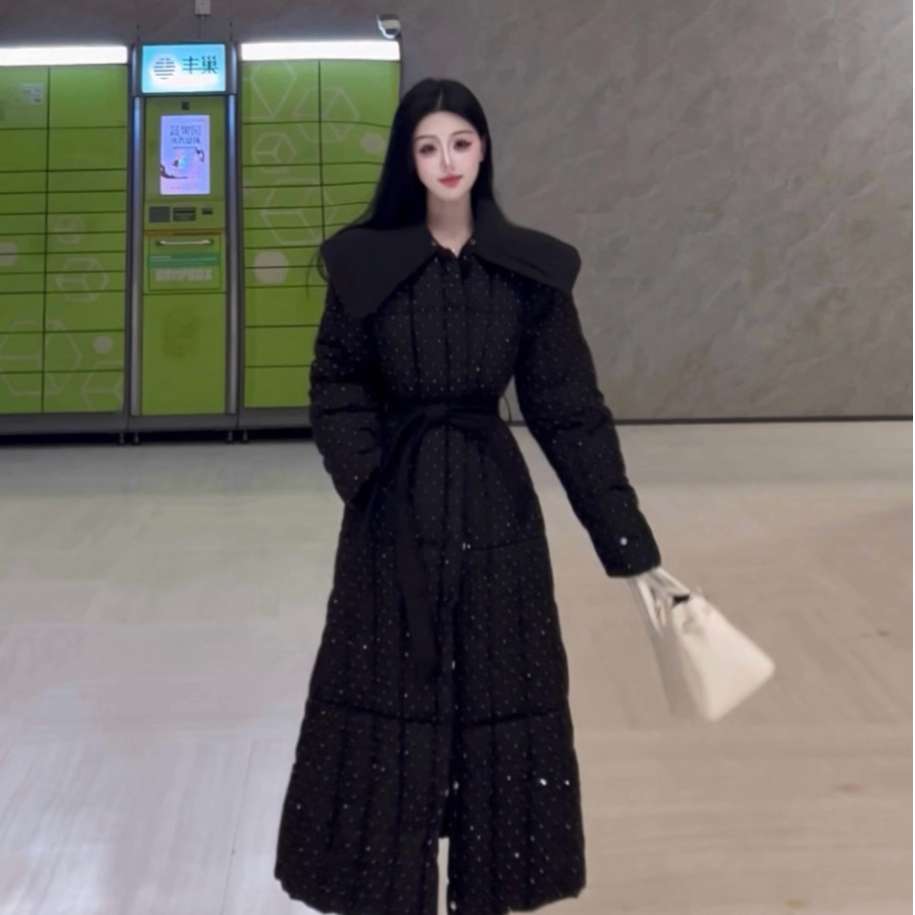 ◤小雨◢环保毛领棉衣女中长款新款冬小个子棉服外套加厚棉袄女装潮