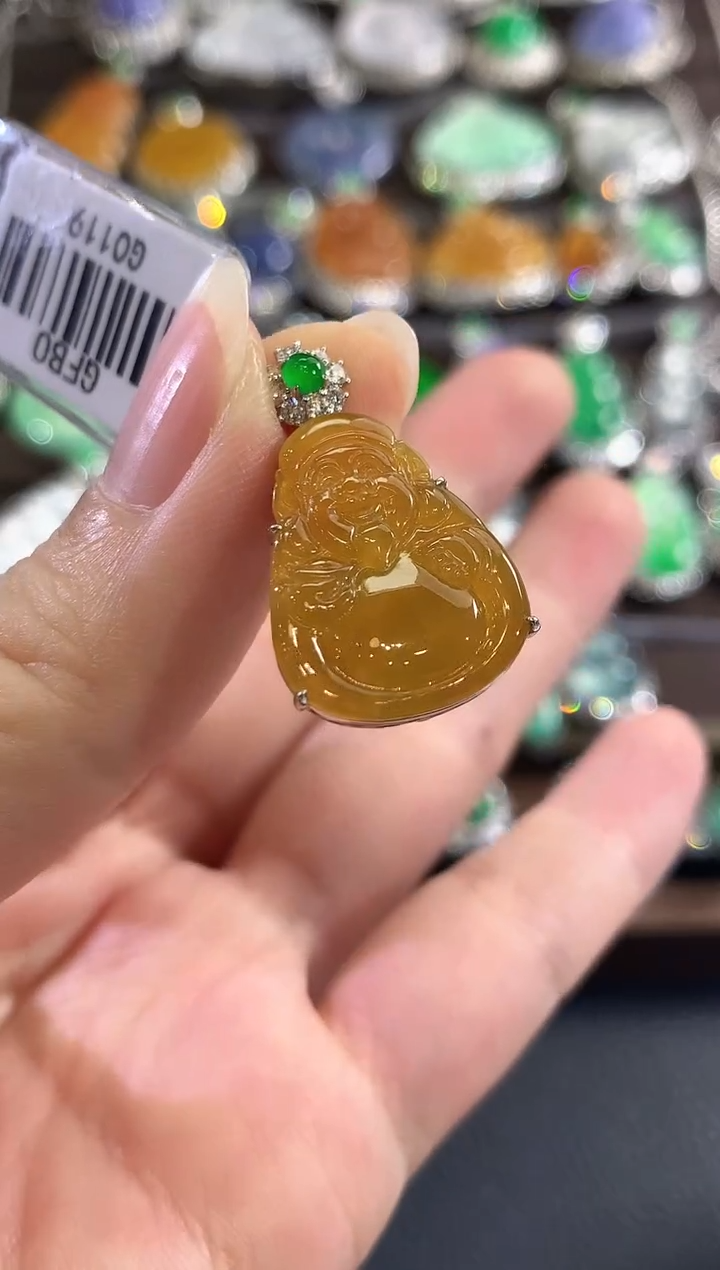 吊坠(不含链)18K金镶嵌翡翠c12    