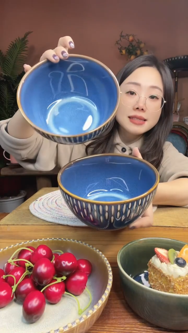 陶瓷6英寸水滴面碗 2件 微瑕疵