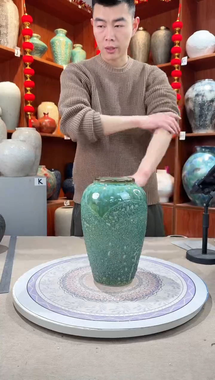 【闪购商品】瓶陶瓷花瓶 无花 绿森林中号