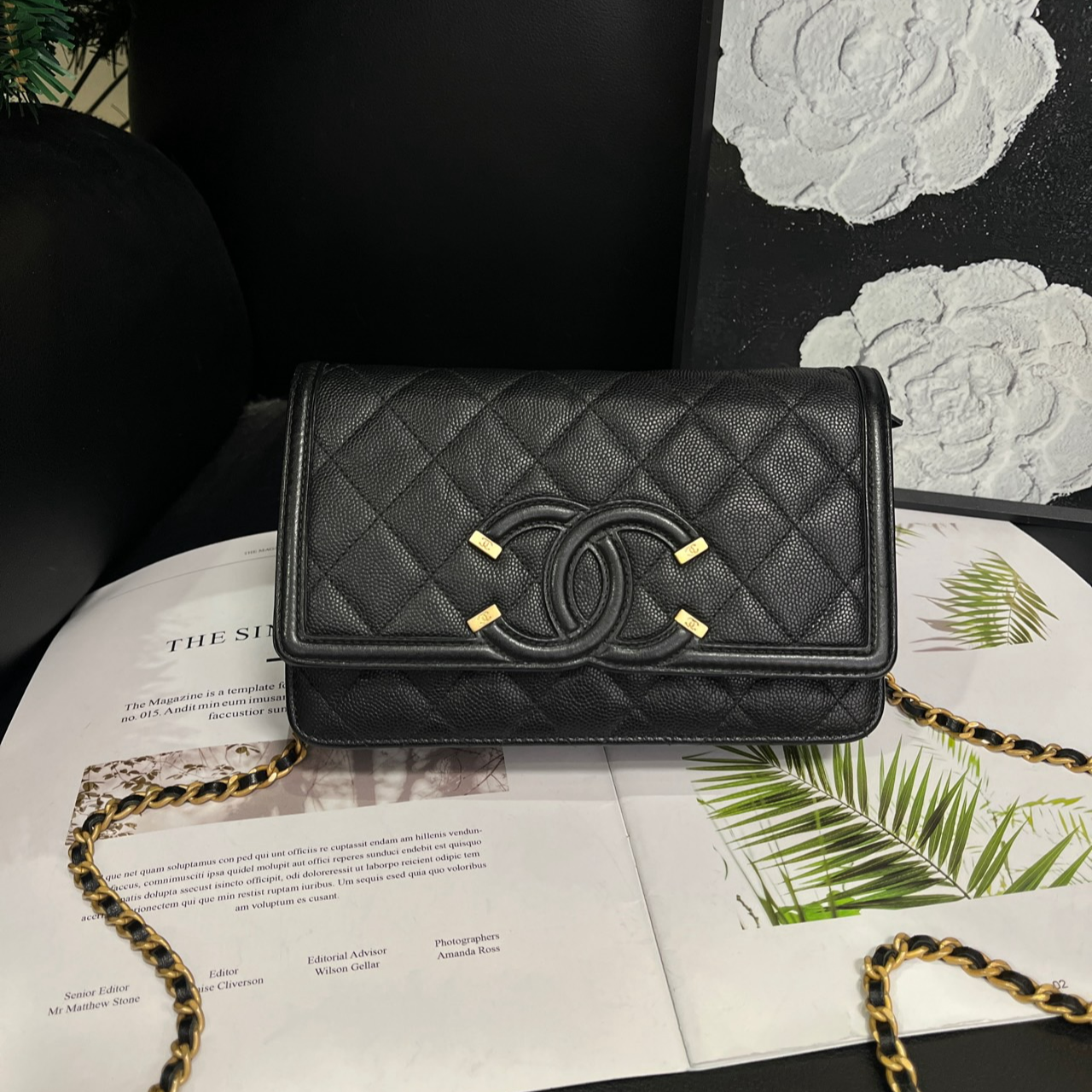 95新 Chanel/香奈儿 黑金vanity woc单肩包有标无卡25开B1369