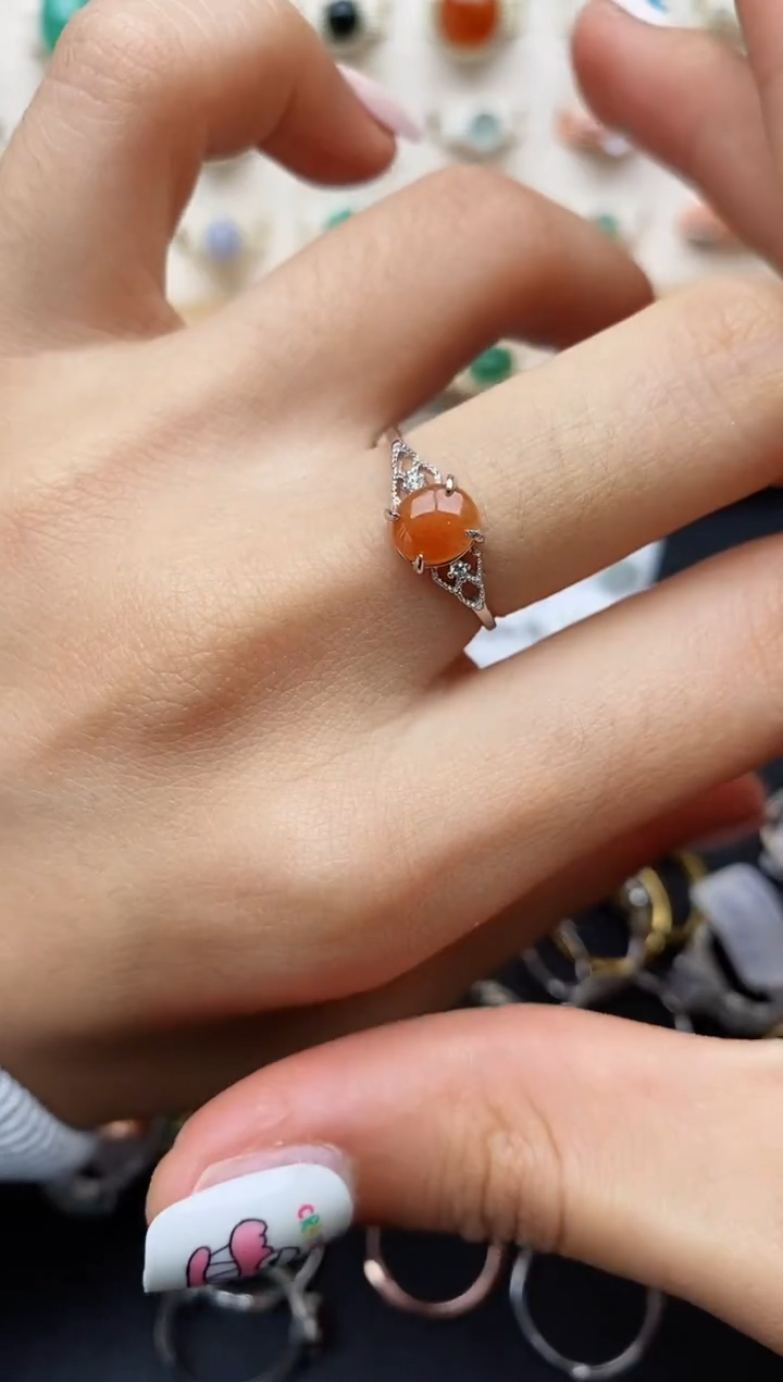 【闪购商品】翡翠戒指银S925镶嵌缅甸翡翠