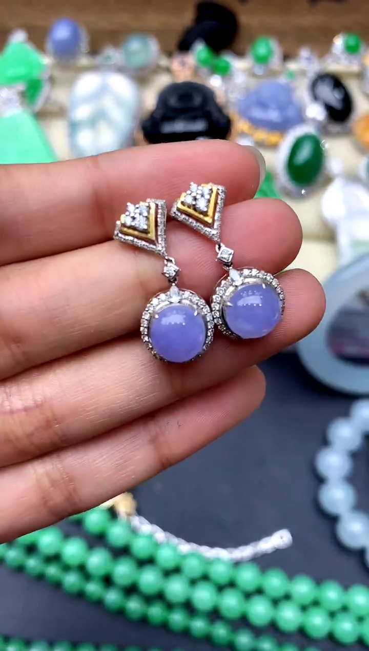 【闪购商品】翡翠耳饰18K金镶嵌546-中国好珍宝