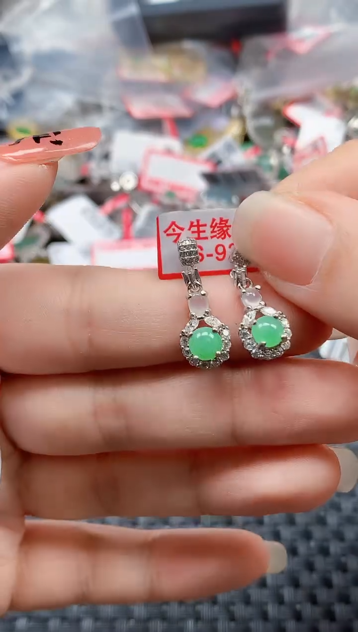 银S925镶嵌戒指翡翠天然A货缅甸翡翠