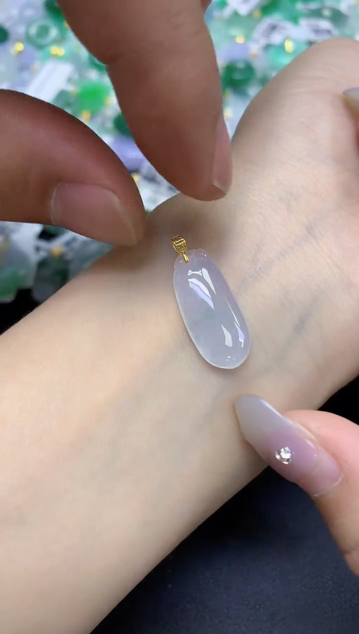 颈饰18K金镶嵌翡翠天然缅甸翡翠A货百元以上9元证书费自理