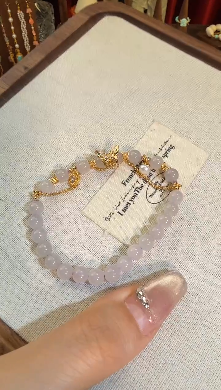 【闪购商品】和田玉手链银S925镶嵌冰烟紫