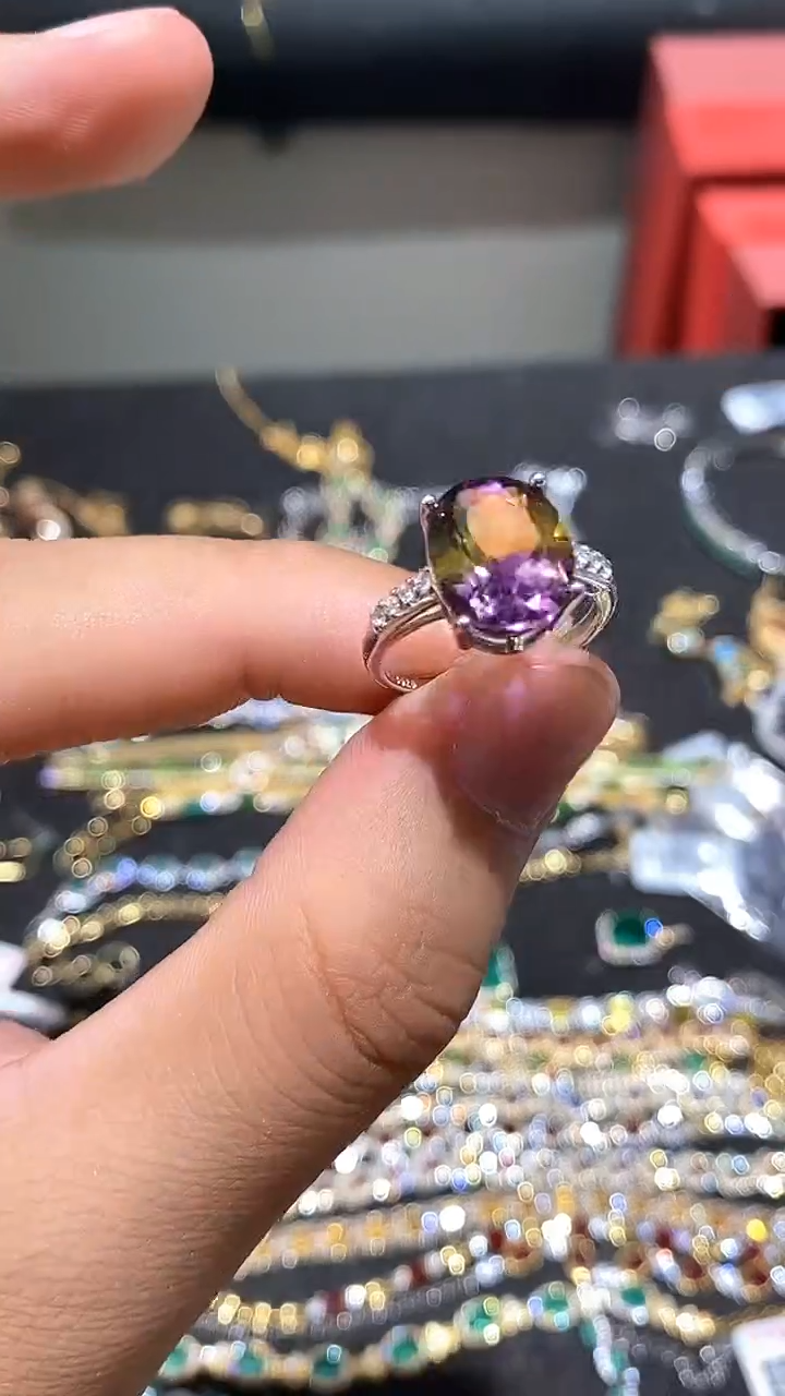 水晶戒指银S925镶嵌戒指