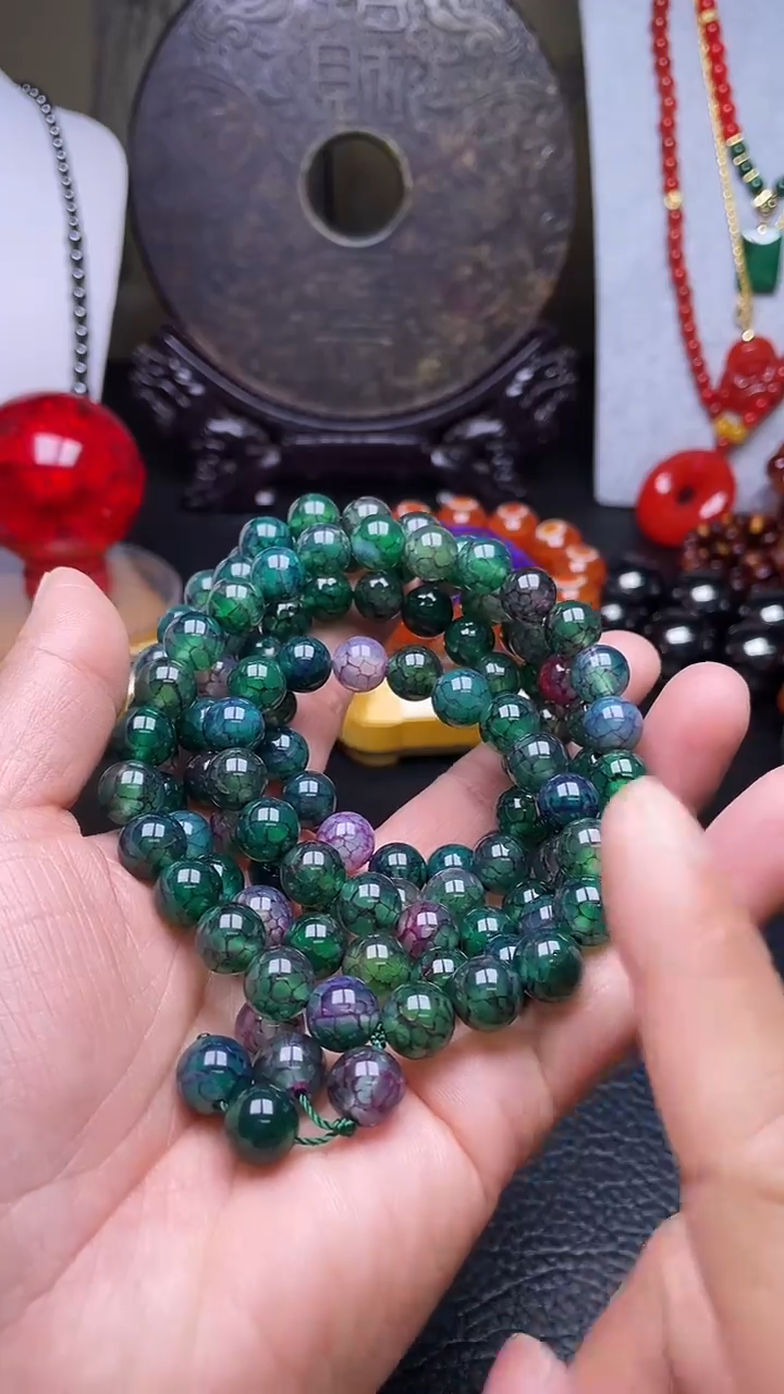 未镶嵌颈饰玛瑙/玉髓天然珠宝冰清紫龙鳞【多样性拍一发一】