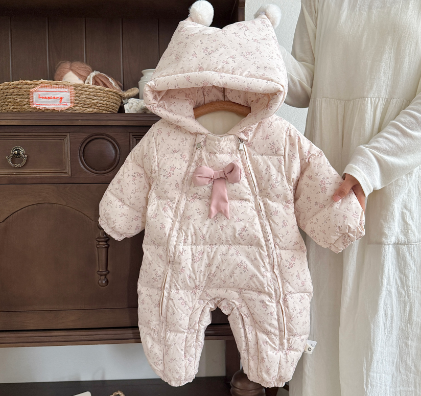 【90绒】卡通风长爬宝宝新生儿加绒儿童婴儿幼儿连帽加厚冬季u