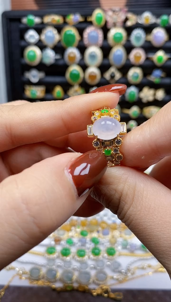 银S925镶嵌戒指翡翠9679