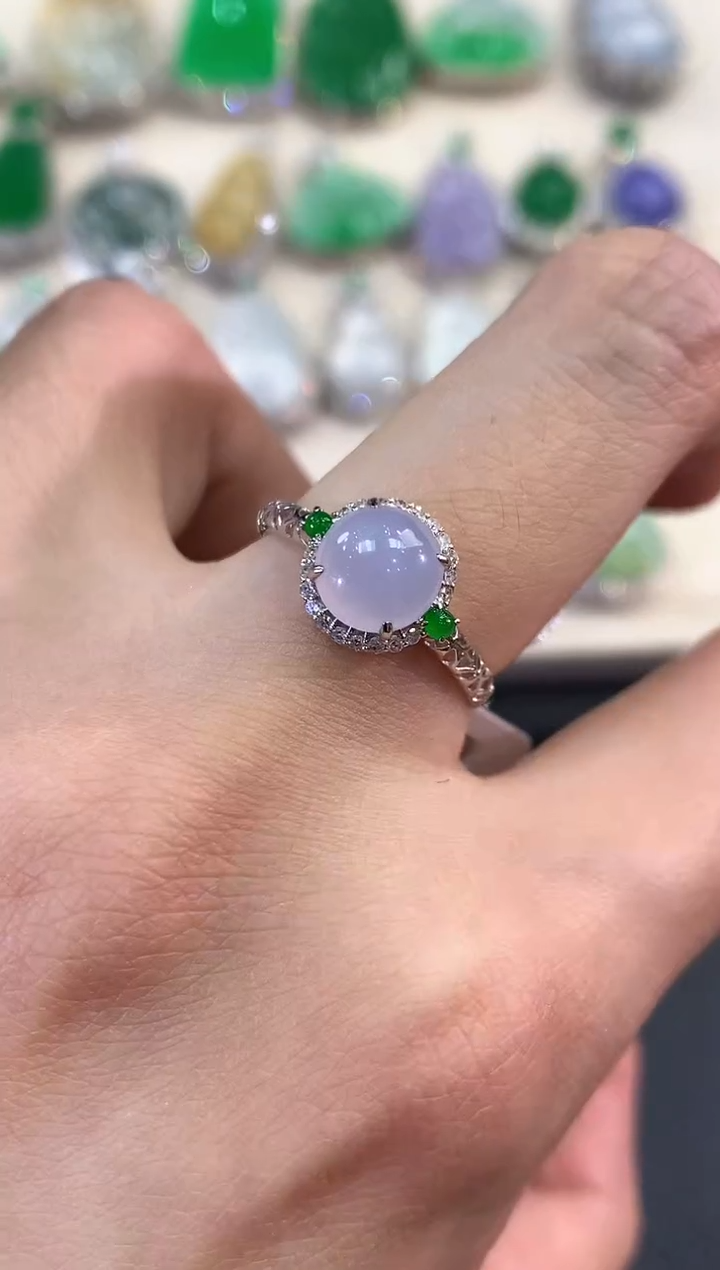 【闪购商品】翡翠戒指18K金镶嵌B52有色差