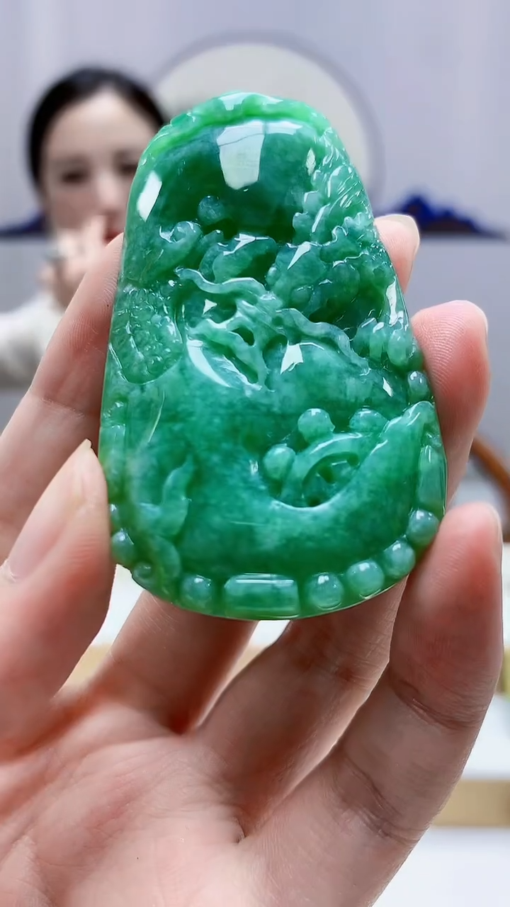 未镶嵌定制翡翠4852zm-毛货挂件龙牌29