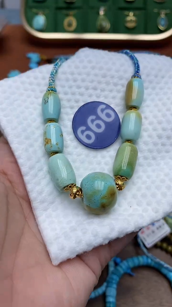 【闪购商品】绿松石项链银S925镶嵌666