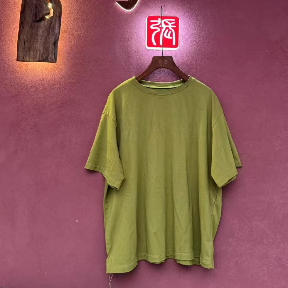 疯子张纯棉绿色T恤女款短袖圆领夏季设计师女士百搭休闲气质时尚