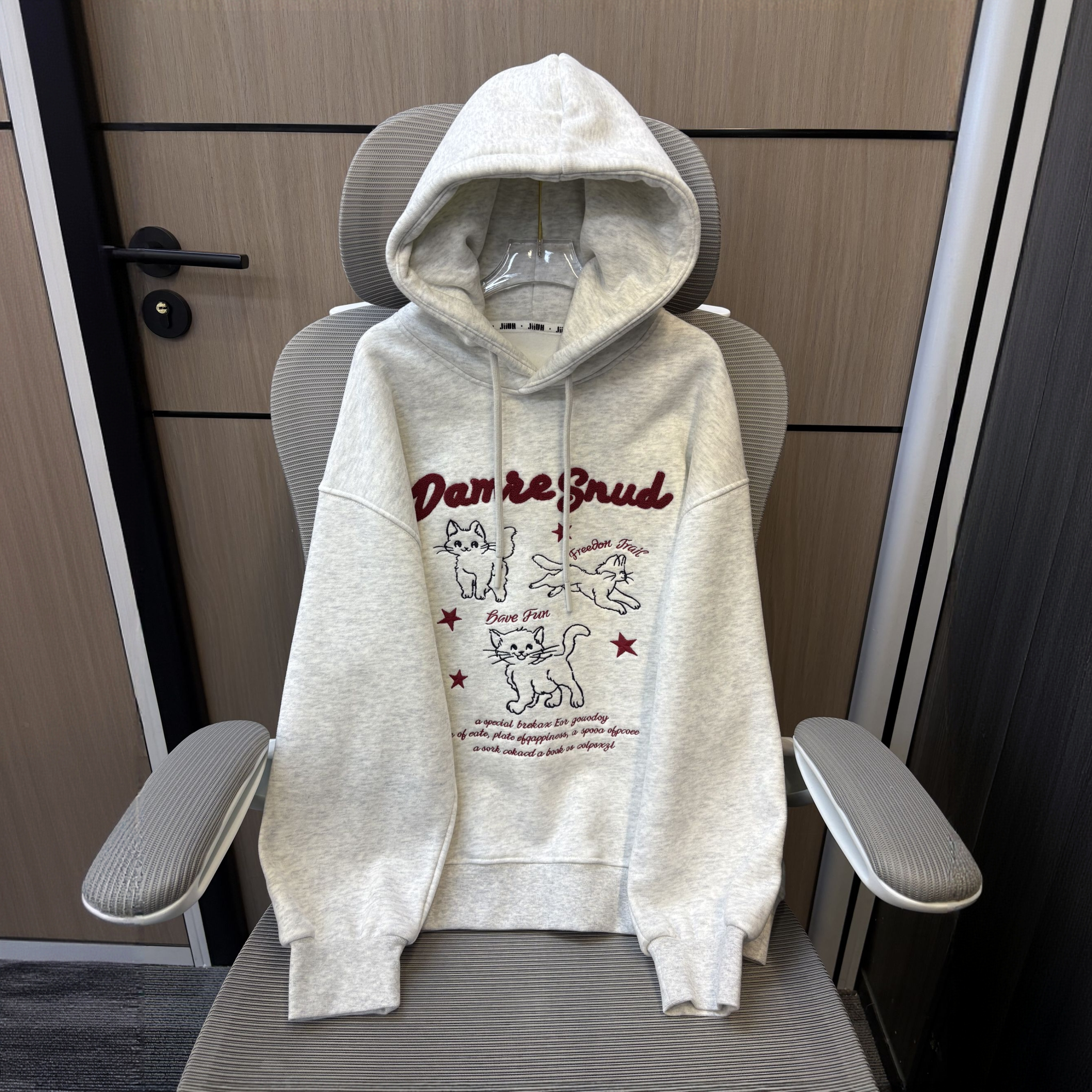 冬款韩范猫咪刺绣加绒女童连帽卫衣 F239 239 R