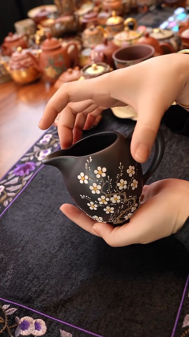 茶壶紫砂石黄梅花公道杯