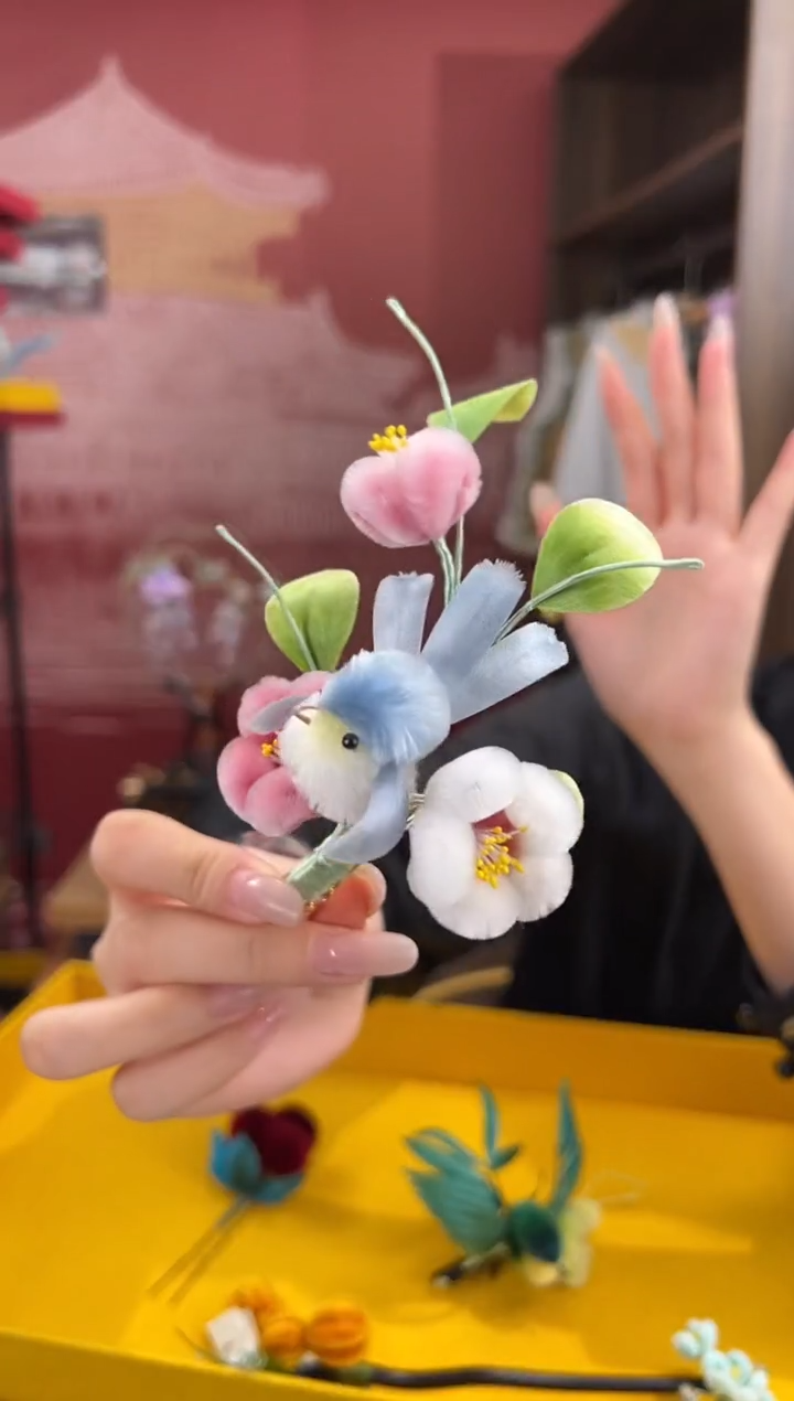 【闪购商品】刺绣非遗绒花（发饰）