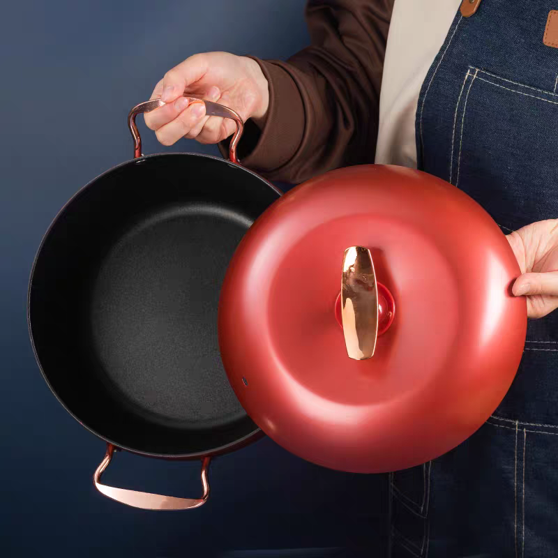 内胆陶瓷釉平底锅煮汤锅微压锅