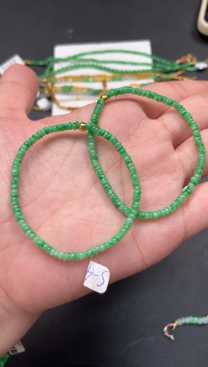 足金镶嵌手串翡翠多样性  发货一条   P185