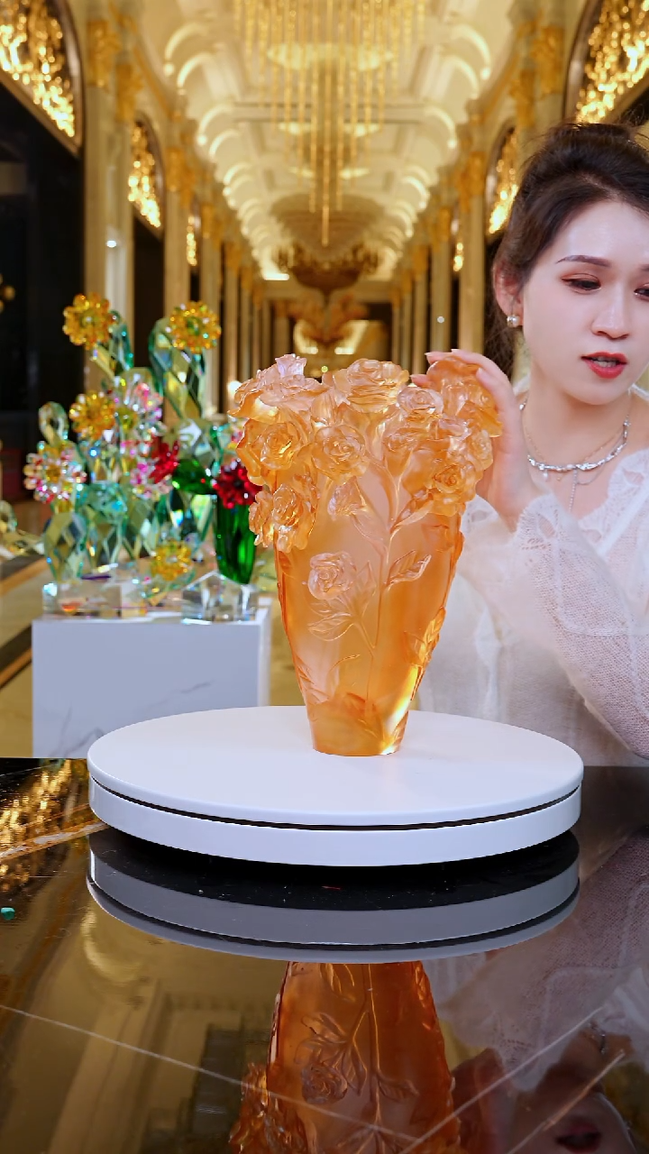 手工艺品琉璃AJ1210565玫瑰花器