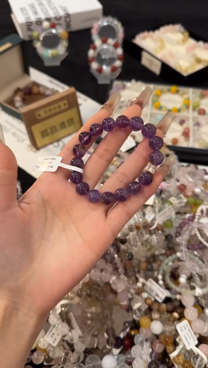 合金手链水晶紫兔毛x2191