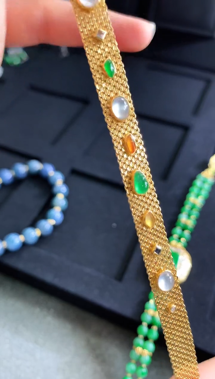 【闪购商品】翡翠手链18K金镶嵌手链