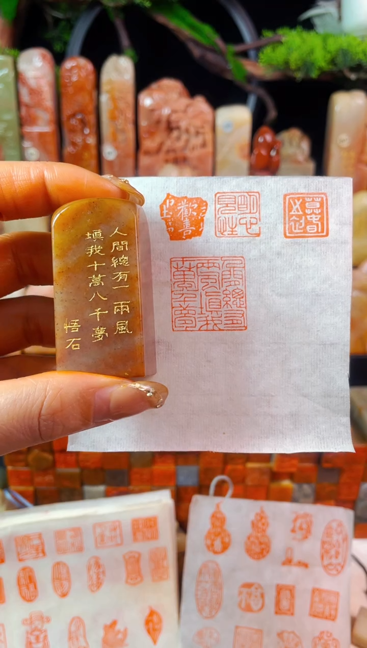 【闪购商品】浙江红石印石手工篆刻《人间总有一两风》2.5