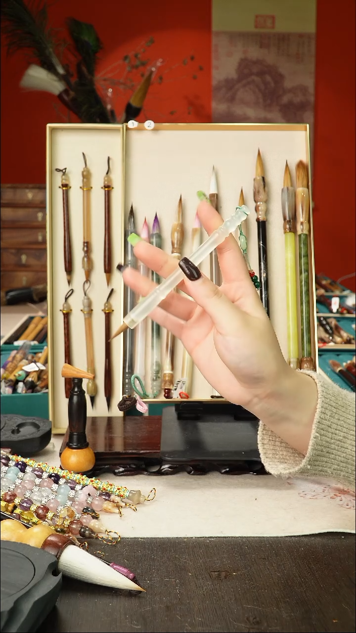 14号孤品高货毛笔链接 清水试笔 蘸墨不退