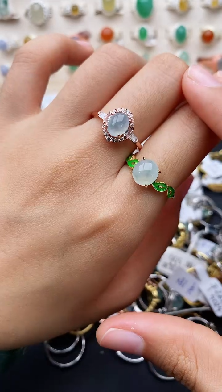 【闪购商品】翡翠戒指银S925镶嵌缅甸翡翠