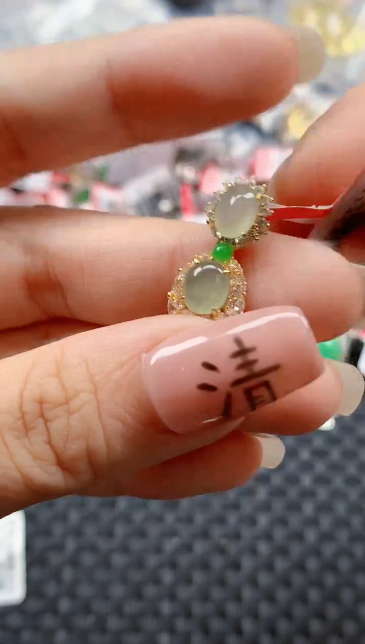 银S925镶嵌戒指翡翠天然A货缅甸翡翠